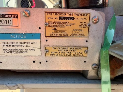 Cooper Power VWVE38X Recloser (Serial 003325) - Image 6